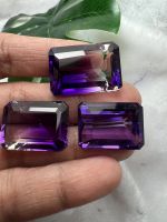 Synthetic Lab Amethyst cushion square 20X15,17x23,18x25 ( มิลลิเมตร) mm - 91cts.  อเมทิสต์   ( 3 เม็ด) เกรดอย่าง ดี