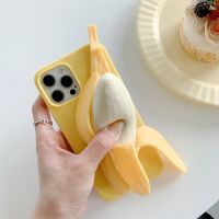 Funny 3D Stress Reliever Peeled Plush banana Phone Case For iPhone 14 11 12 13 Pro X XS Max XR 7 8 6 Plus 5 SE Silicone Cover