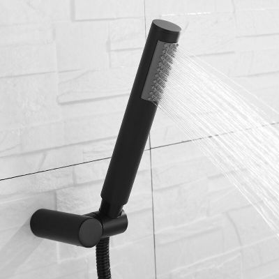 Black Round Shape Brass Hand Held Shower with Extra Long Hose and Bracket Holder Water Saving Shower Head  by Hs2023