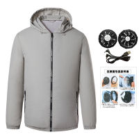 G&amp;MN Cooling Jacket พัดลม USB 3ความเร็วเสื้อแขนยาวผู้ชาย Hooded เครื่องปรับอากาศแจ็คเก็ตเสื้อผ้า Streetwear