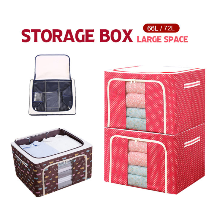 กล่องใส่เสื้อผ้า-กล่องเก็บผ้าฟอร์ดโครงเหล็ก-กล่องผ้าoxford-กล่องเก็บของแบบพับได้-มีประสิทธิภาพกันความชื้นและฝุ่น-กล่องพับ-xph01