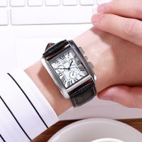 {Miracle Watch Store} นาฬิกาควอทซ์สี่เหลี่ยมดีไซน์ใหม่นาฬิกาแฟชั่นสไตล์ธุรกิจสำหรับผู้ชาย39; S พร้อมสายรัดข้อมือ