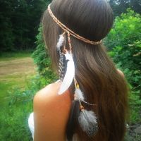 【CW】 Boho Feather Headband Headdress Hair Rope Headwear Hippie