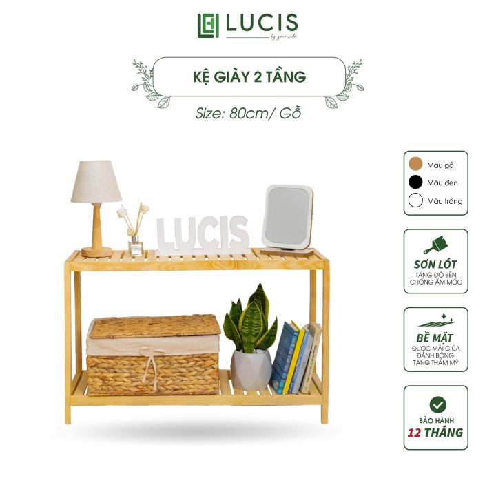 Kệ gỗ để đồ 2 tầng LUCIS gỗ tự nhiên 60cm trang trí nội thất phòng ...