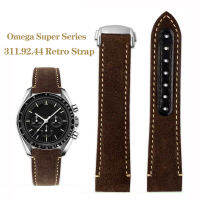 21มม. ใหม่ Vintage สายนาฬิกาหนังสำหรับ Super Series 311.92.44 R Suede Watchband Deployant Clasp สร้อยข้อมือสีน้ำตาล