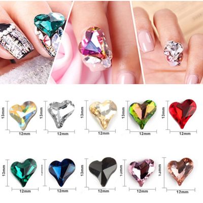 new nail art heart diamond jewelry 12x13mm pointed bottom shaped gems big Peach Heart Shap Diamond Nails Decorations