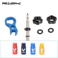 ✆ RISK 2pcs Bicycle Valve Nut With 3 in 1 Valve Core Wrench Waterproof Washer Aluminum MTB Road Bike Presta Valve Protection Caps