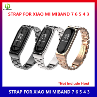 ฐานรองข้อมือสำหรับ Xiao Mi MiBand 7 6 5 4 3สายรัดสร้อยข้อมือโลหะสามลูกปัดนาฬิกาข้อมือสายสเตนเลส MiBand 3 4 5 6สายข้อมือแบบไม่มีสกรูเข็มขัดใหม่ Xiaomi 7