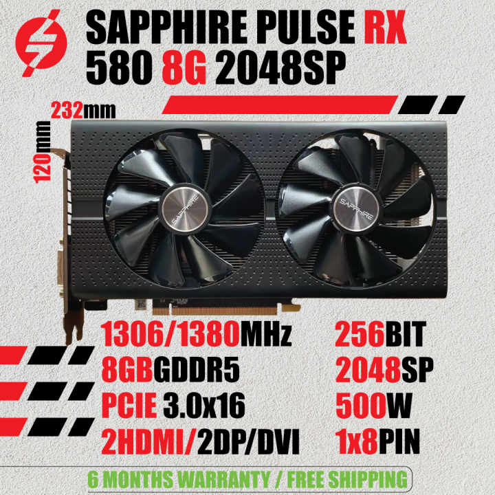 Used Sapphire RX 580 RX580 2048sp 8G 8GB D5 DUAL FAN AMD Graphic ...