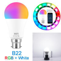 【Chat-support】 Decor Your Home B22เปลี่ยนสีหลอดไฟอัจฉริยะ WiFi E27 15W หลอดไฟ RGB การปลุกใช้ได้กับ Alexa และ Google Home Assistant