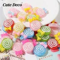 【 Cute Deco】Lovely Lollipop (7 Colors) Pink Bow Tie Pink Lollipop / Blue Tie Pink Lollipop Charm Button Deco/ Cute Jibbitz Croc Shoes Diy / Charm Resin Material For DIY