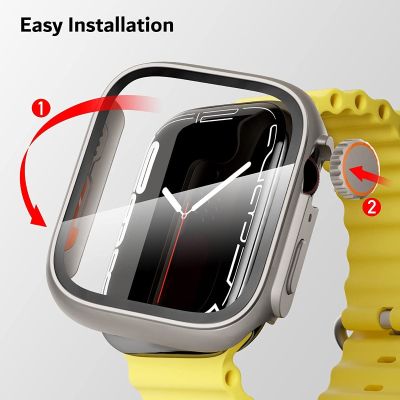 Case for Apple Watch 45mm 41mm 44mm Screen Protector Cover+ Glass Change to Ultra 49mm Appearance iWatch Series SE 6 7 8 Upgrade Cases Cases