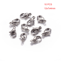 Benecreat 10 PCS 12x7x4mm Jewelry Findings Original Color Stainless Steel Lobster Claw Clasps