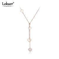 【CW】 Lokaer Original Design Titanium Necklaces Jewelry CZ Pendant Chain Necklace N19075