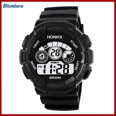 Bluelans®นาฬิกาข้อมือขนาดใหญ่หน้าจอเคสพลาสติกกันน้ำผู้ชายนาฬิกาอิเล็กทรอนิกส์สำหรับกีฬา