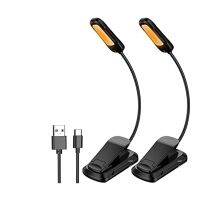 Book Light for Reading in Bed, USB-C Rechargeable Clip on Reading Light , 500 MAh, 3 Colors &amp; 3 Brightness(2 Pack Black)