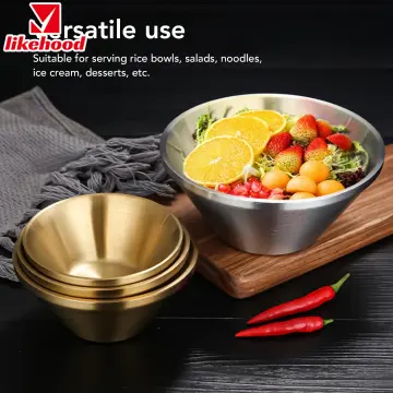 Heat Insulated Stainless Steel Bowl Mixing Bowl Double Layer Rice Bowls  Metal Ice Cream Soup Bowls for Kitchen Flatware