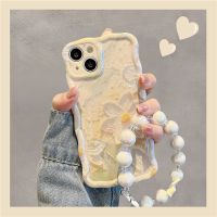 Suitable For iphone 14 13 12 Pro Max Phone Case With Chain for iPhone 11 13promax Blue Ray Oil Painting Flower Anti Drop Back Cover