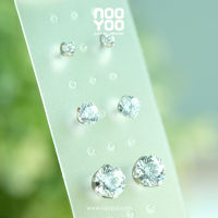 NooYoo ต่างหูสำหรับผิวแพ้ง่าย SET Cubic Zirconia 3/5/7mm