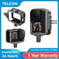 TELESIN Aluminium Alloy Frame Case For Gopro 9 10 11 Double Clod Shoe Protective Shell For Gopro Hero 9 10 11 Accessories