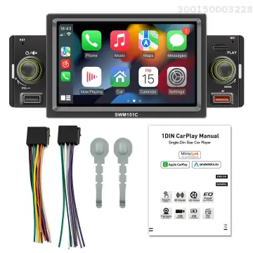 Single Din Car Radio Retractable Screen Head Unit Carplay Android Auto  Player