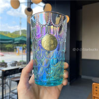 Starbuck Cup 2022ฉลองครบรอบ Sea Blue Gradual Fish Scale ถ้วยแก้ว3D บรรเทากาแฟเดสก์ท็อปดื่ม Cup