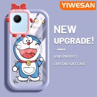 YIWESAN เคสสำหรับ Realme C30 C30s Narzo 50i Prime เคสการ์ตูนน่ารักลายโดราเอมอนสีสันสดใสนิ่มสำหรับเลนส์กล้องมอนสเตอร์น้อยน่ารักกันกระแทกแบบใสเคสมือถือเคสป้องกันซิลิโคนสร้างสรรค์