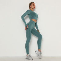 Yushuhua Vital Women Sport Suit Yoga Set Gym Workout Clothes Long Sleeve Fitness Crop Top + High Waist Squat Seamless Leggings