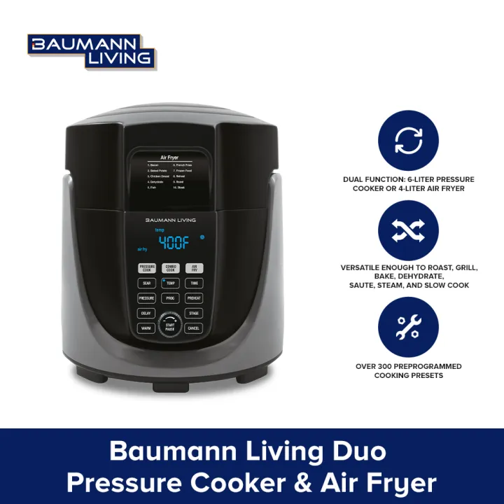 Baumann Living 6L Duo Pressure Cooker & 4L Air Fryer Lazada PH