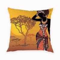 Lndian Style Cushion Cover Geometric Africa Woman Pillows Case Retro Home Cushions Covers Dancing Woman Deco Room Pillowcases