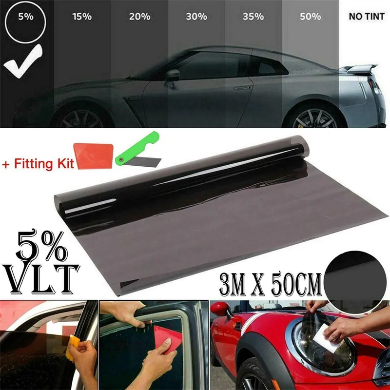 1 Roll 50cm X 3m 1/5/15/25/35 Percent VLT Window Tint Film Glass Sticker  Sun Shade Film for Car UV Protector foils Sticker Films