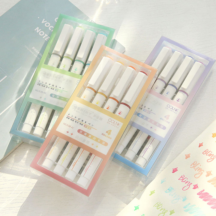 4pcs-glitter-สีเงาชุดปากกา-bling-sparkling-highlighter-marker-4-มม-แปรงสำหรับวาดภาพวาด-art-school-metallic-glitter-yrrey