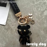 Original small fragrance style key chain bow car leather key chain pendant bag U disk handmade delicate ins pendant woman