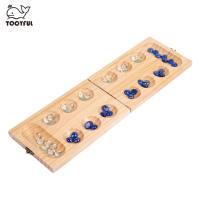 TOOYFUL เกมกระดานไม้ลูกปัดหลายสี Mancala,เกมสำหรับครอบครัว2คนพับได้เกมกระดานสำหรับความบันเทิงสำหรับวัยรุ่น