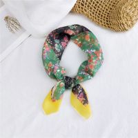 【YF】 58x58cm Cotton Linen Square Hair Scarf Women Flower Grid Hairscarf Headscarf Shawl Turban Bandanas Wrap Neck Ring Accessories