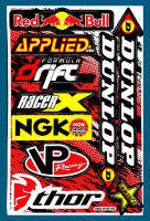 สติกเกอร์ Red Bull Dunlop VP Racing (สีดำ) สติกเกอร์แต่งรถ สำหรับรถมอเตอร์ไซค์ ติดรถยนต์ หมวกกันน็อค ติดโช๊ค โลโก้  Stickersยอดฮิต จำนวน 1 แผ่น