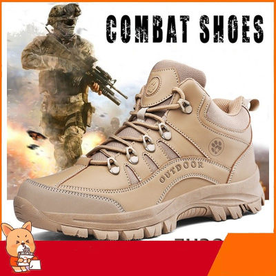 ผู้ชายรองเท้าเดินป่ากันน้ำ38 ~ 45สำหรับผู้ชายรองเท้าเดินป่ากลางแจ้งสไตล์ทหารรองเท้าต่อสู้ข้อเท้ารองเท้าสั้น