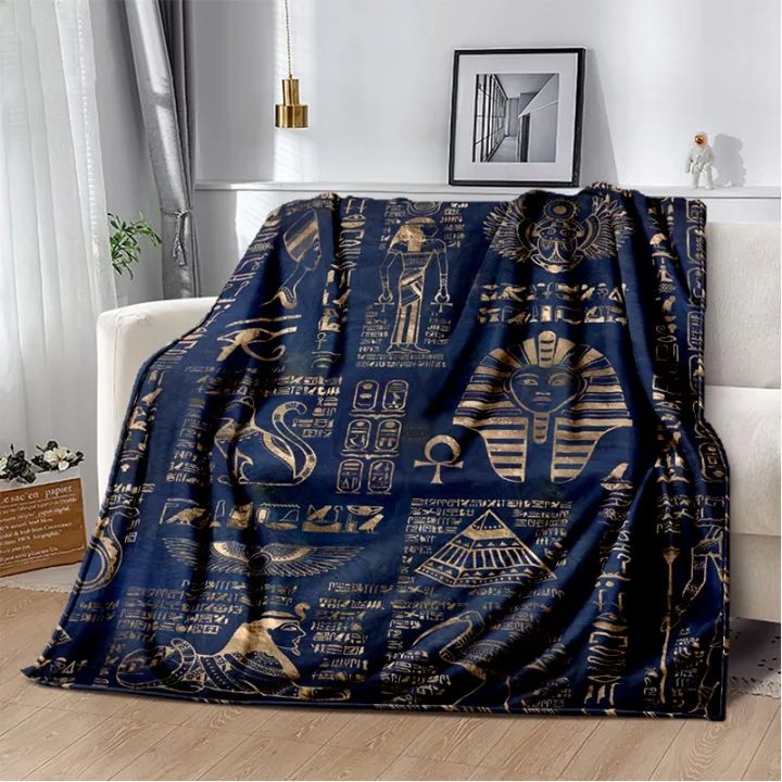 Ancient Egypt Blanket Mysterious Symbol Scarab Throw Blanket Soft Cover