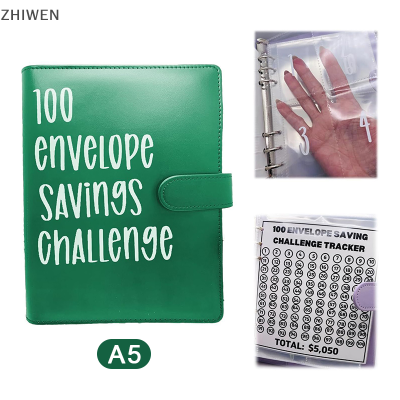 ZHIWEN 100ซองจดหมายแบบท้าทายเครื่องผูกวิธีที่ง่ายและสนุกในการประหยัด5,050 $ ท้าทายเครื่องผูกงบประมาณพร้อมซองเงินสด