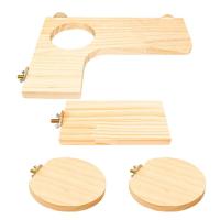 Hamster Wood Playing Platform Natural Hamster Platform Set L-Shaped Stand Perch with Round Hole natural