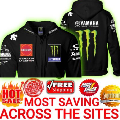 ♟♦❉ hnf531 Super Premium: Moto GP 2022 Yamaha Monster Energy Racing Team Logo Racer Mens Casual Long Sleeve Sweatshirt Hoodie Full