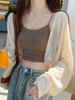 ✧ Small shawl worn over womens ice silk sunscreen cardigan summer thin blouse small waistcoat short knitted top air-conditioning shirt