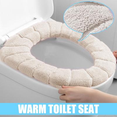 Toilet Seat Cover Keep Warm Pumpkin Pattern Closestool Soft Mat Toilet Washable O-shape Bathroom Knitting Seat Pad Accessories Z6L1