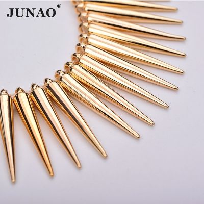 【CW】 JUNAO 100pcs 5x35mm Gold Studs Spikes Big Decoration Rivet Sew Plastic for Leather Jewelry Making Crafts