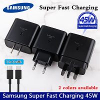 Original Samsung 45W PPS PD ที่ชาร์จเร็ว Eu/us/uk ปลั๊ก Dual Type C สายข้อมูล USB สำหรับ Galaxy S21 S22 Plus S20 Ultra A91 A90