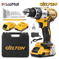 DELTON สว่านไร้สาย สว่าน 3 ระบบ 99V มีระบบกระแทก Cordless Impact Drill สว่านกระแทก ไร้สาย สว่านแบต พร้อมแบตเตอรี่ สายชาร์จ ดอกไขควง ดอกสว่าน เครื่องมือช่าง ครบชุด รุ่น DXR-99P