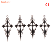 Fresh sky 4ชิ้นจี้ห้อยคอรูปแม่มดกากบาทแบบกอธิคทำเครื่องประดับแบบ DIY