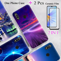 2 IN 1สำหรับ Realme 3กรณีนิ่ม TPU ซิลิโคนทาสีเคสโทรศัพท์ที่มีฟิล์มกันรอยกันกระแทกโค้ง