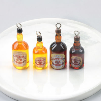 10pcs Simulated Bar Beer Bottle Earring Pendants Accessory Diy Crafts Beverage Drink Bottles Keychain Cabochon Jewelry Charms