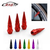 4Pcs Universal Car Spike Tire Valves Motorcycle Auto Bike Spike Shape Dustproof Tire Wheel Stem Valve Caps with Logo RS-QRF017